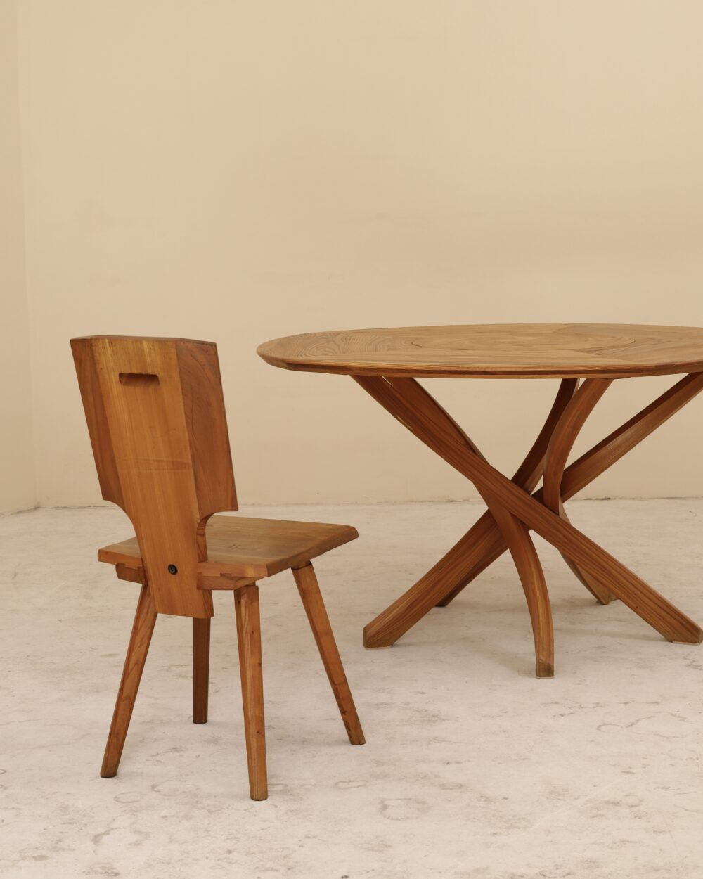 Table en orme massif, Seltz, France, 1990&rsquo;s