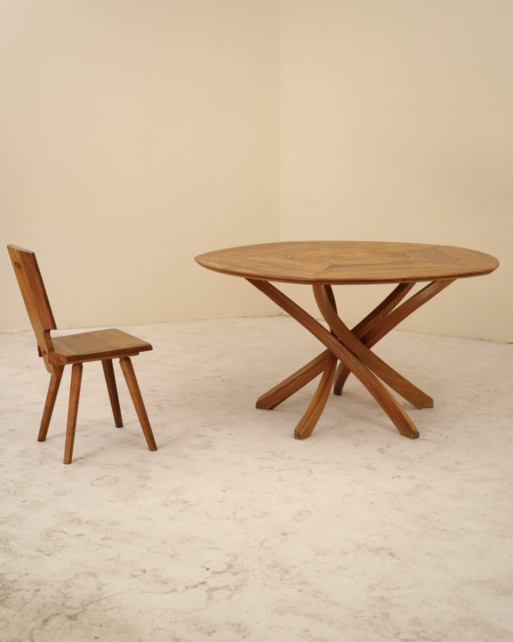 Table en orme massif, Seltz, France, 1990&rsquo;s