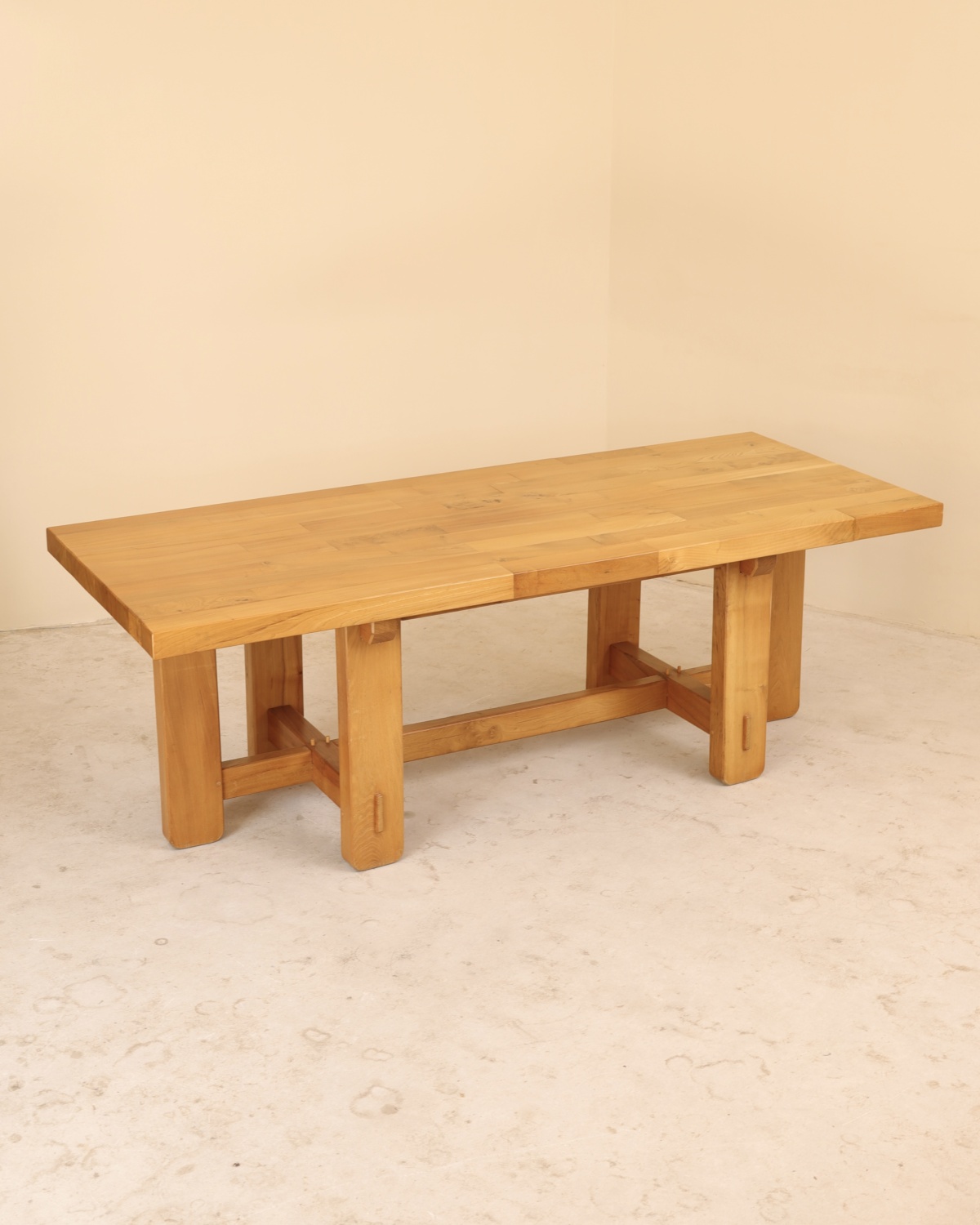 Table en Orme massif, Maison Regain, France, 1980&rsquo;s